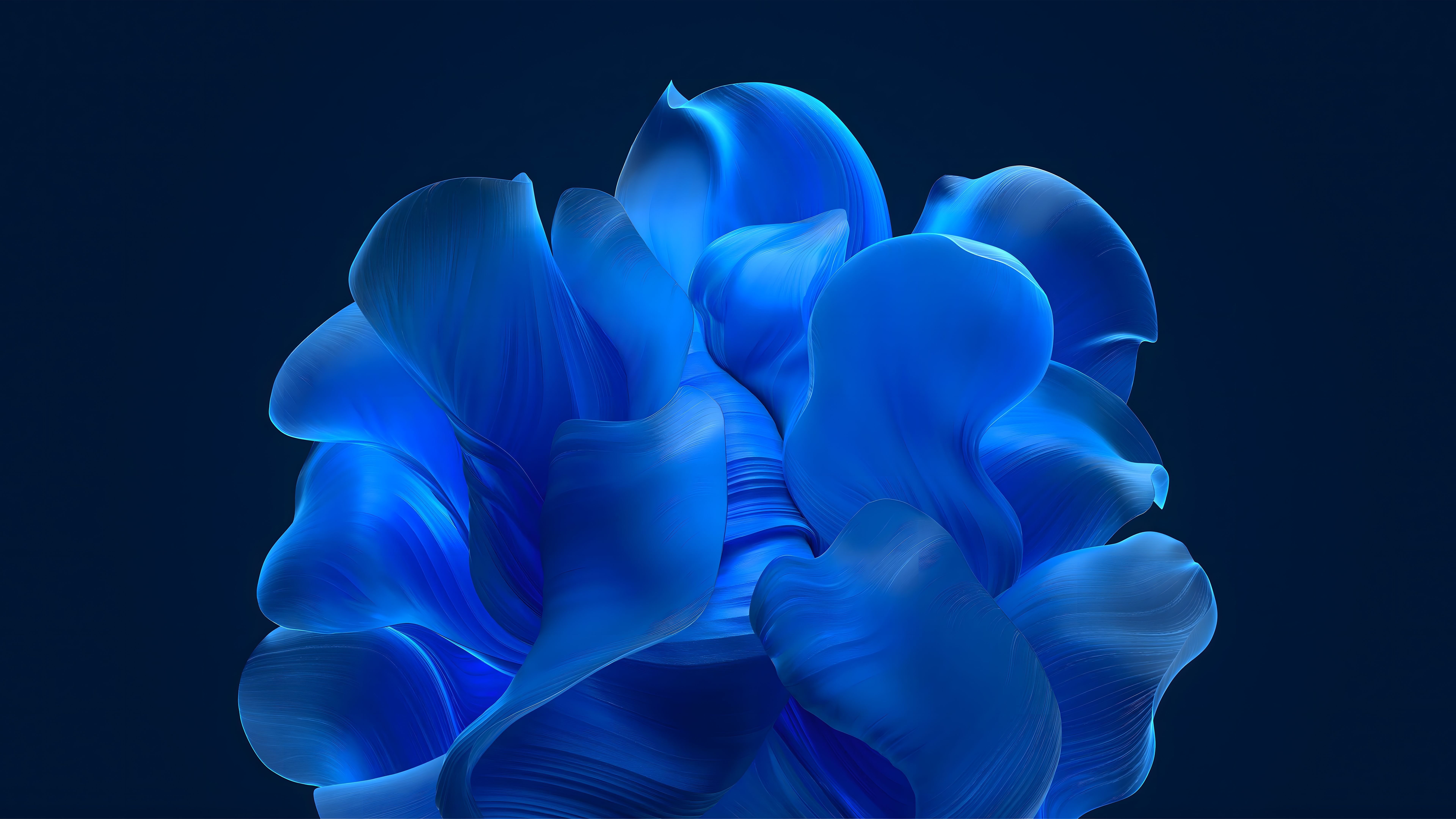 A close-up of a flower made of blue glass - Blue