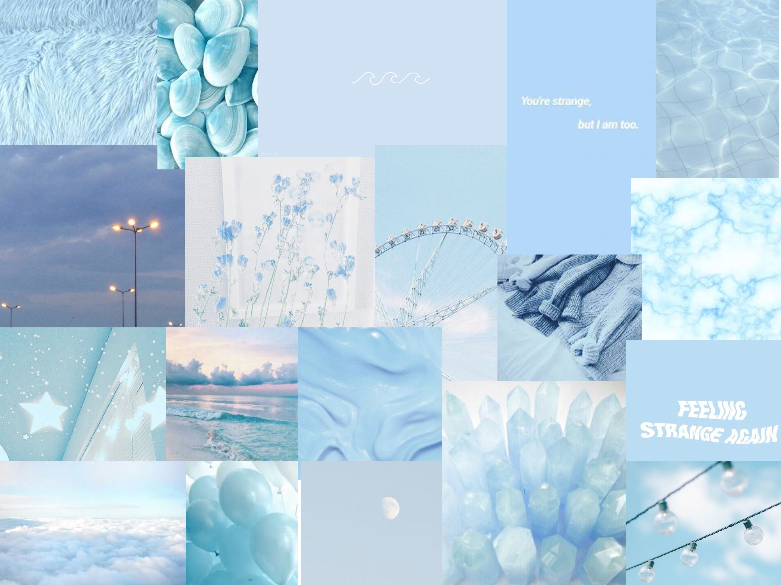 A collage of blue aesthetic images - Blue