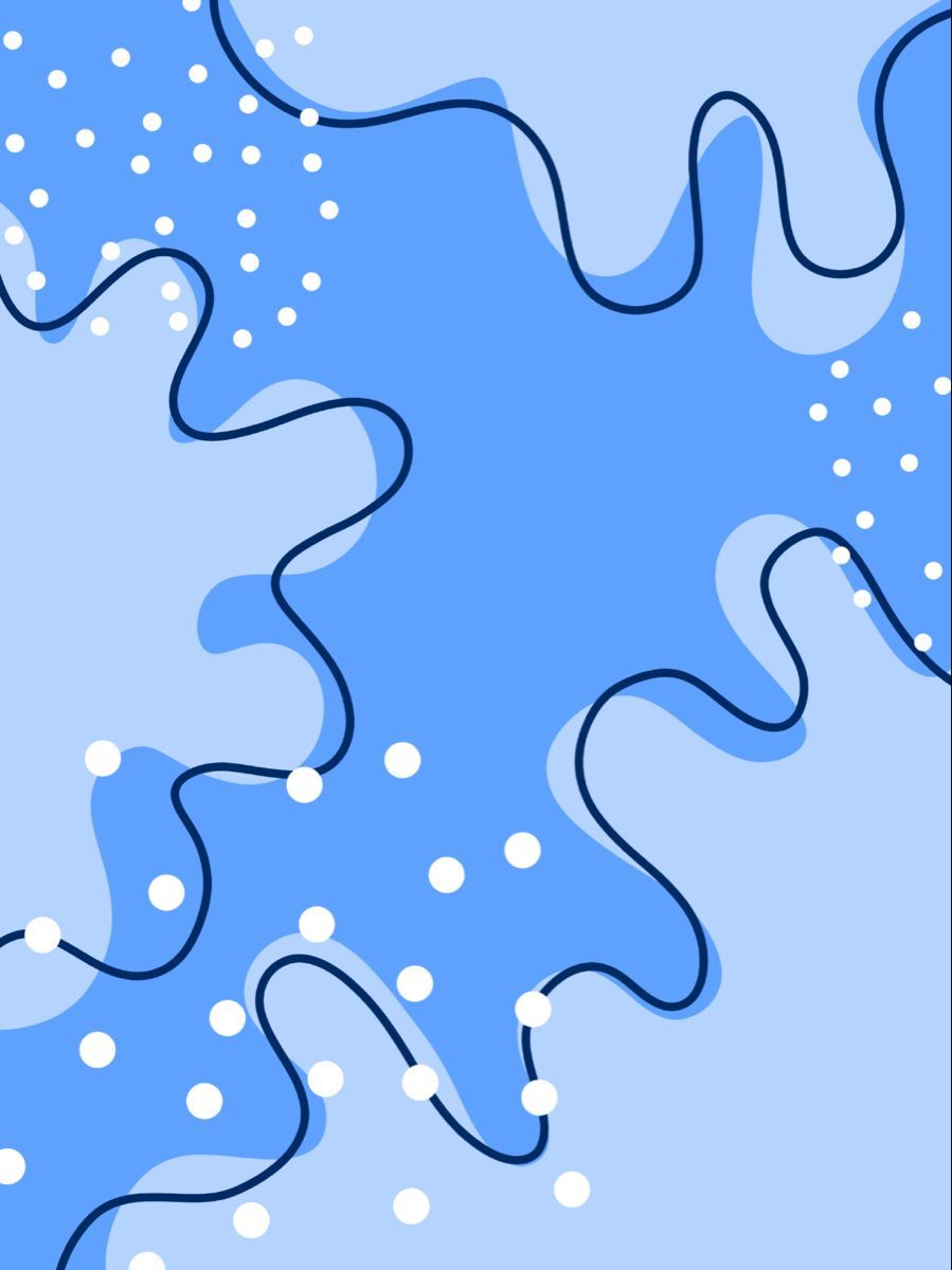 A blue background with white dots and squiggly lines - Blue
