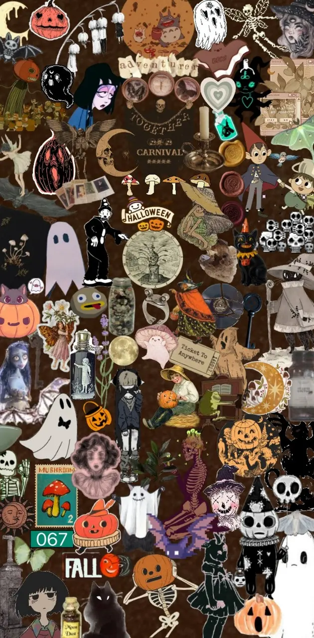 Halloween stickers of ghosts, pumpkins, skeletons, and more. - Spooky, Halloween