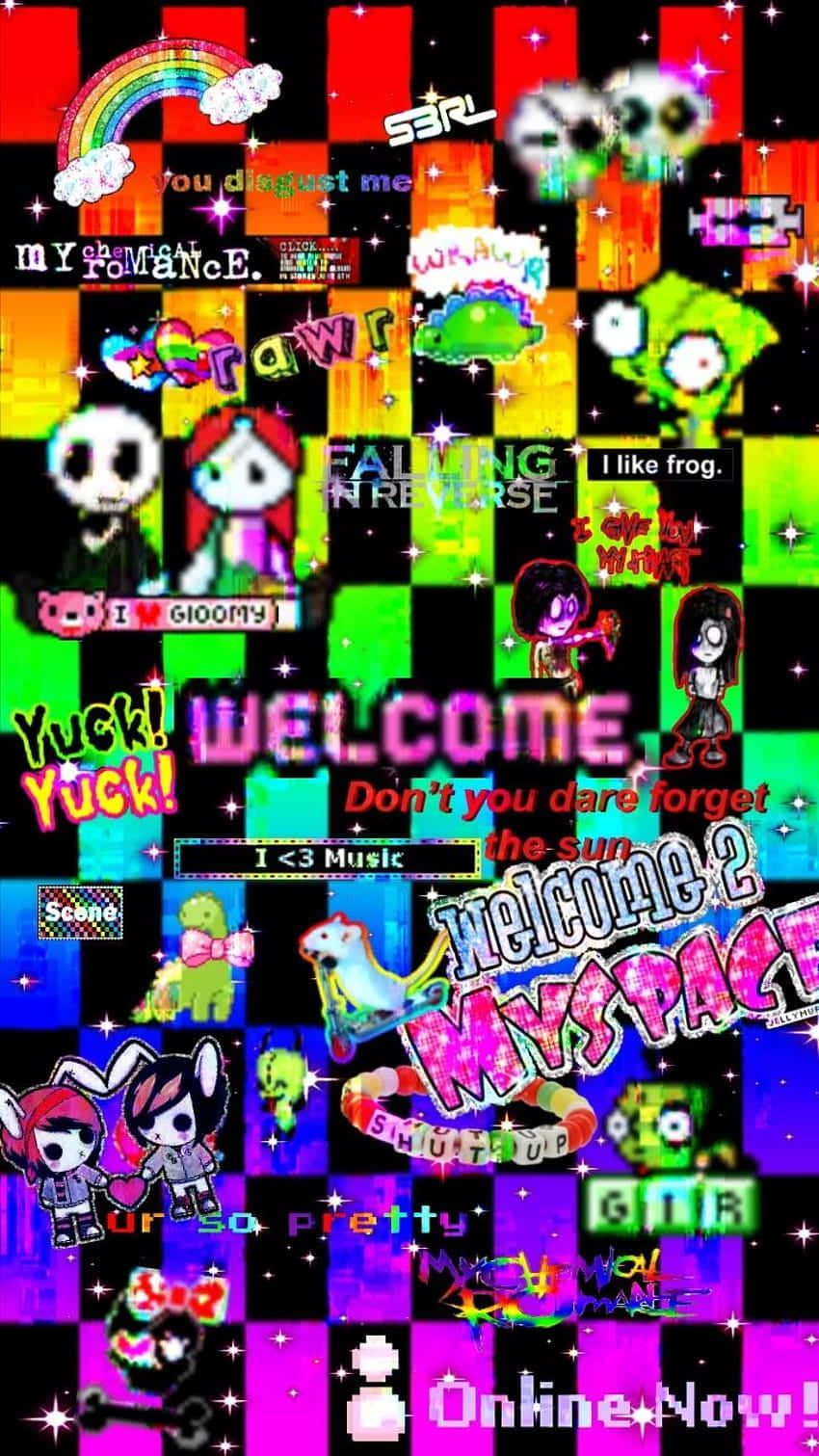 A collage of images from MySpace, including the word 