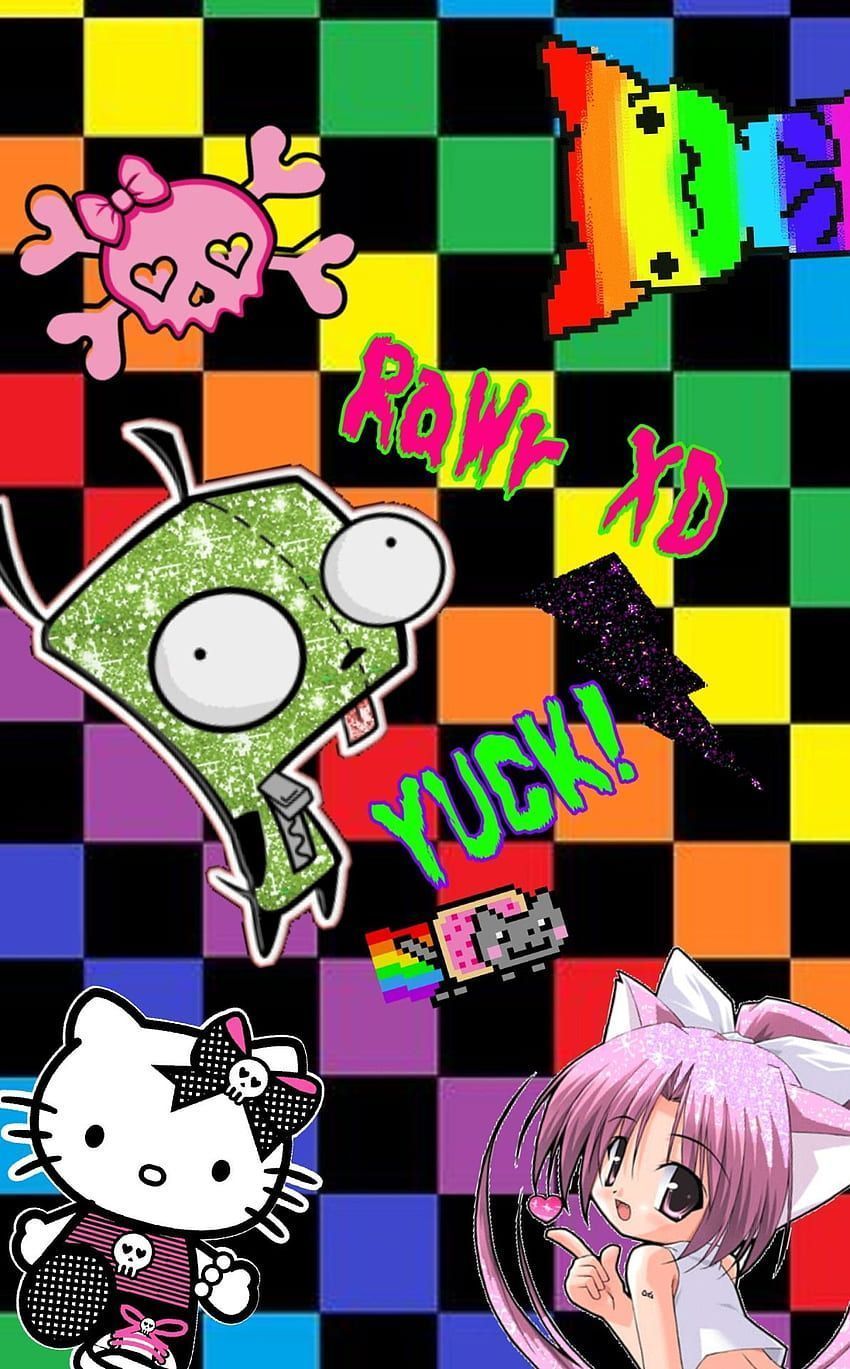 Gir, Invader Zim, and Hello Kitty wallpaper for phone - Scenecore