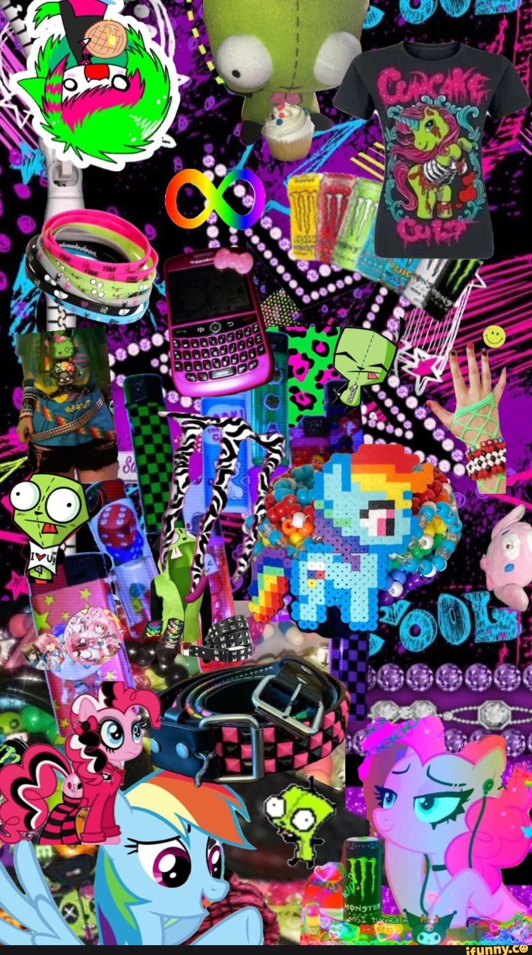 A collage of various pop culture items including My Little Pony, Adventure Time, and Teen Titans. - Scenecore