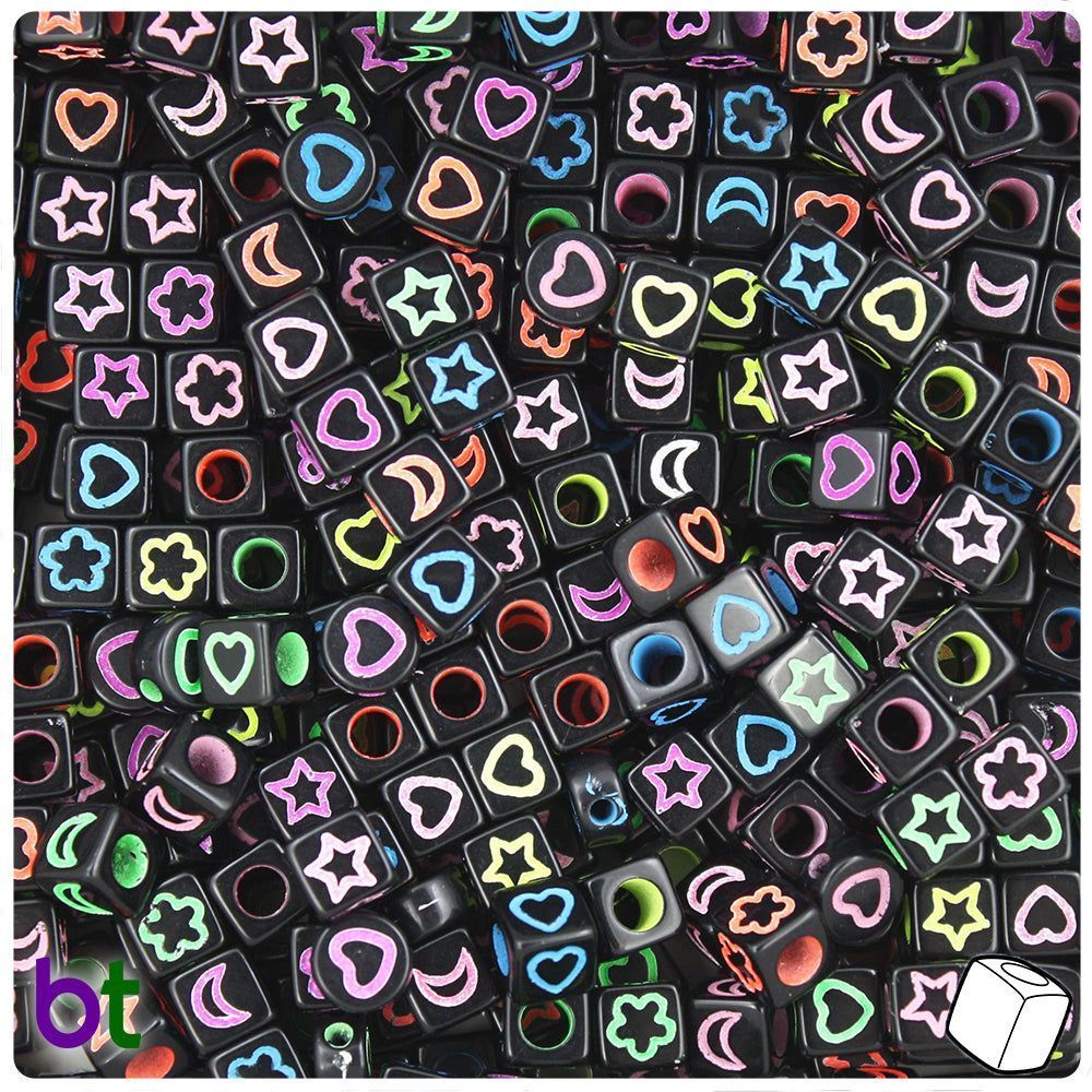 Black Opaque 6mm Cube Alpha Beads Celestial (200pcs)