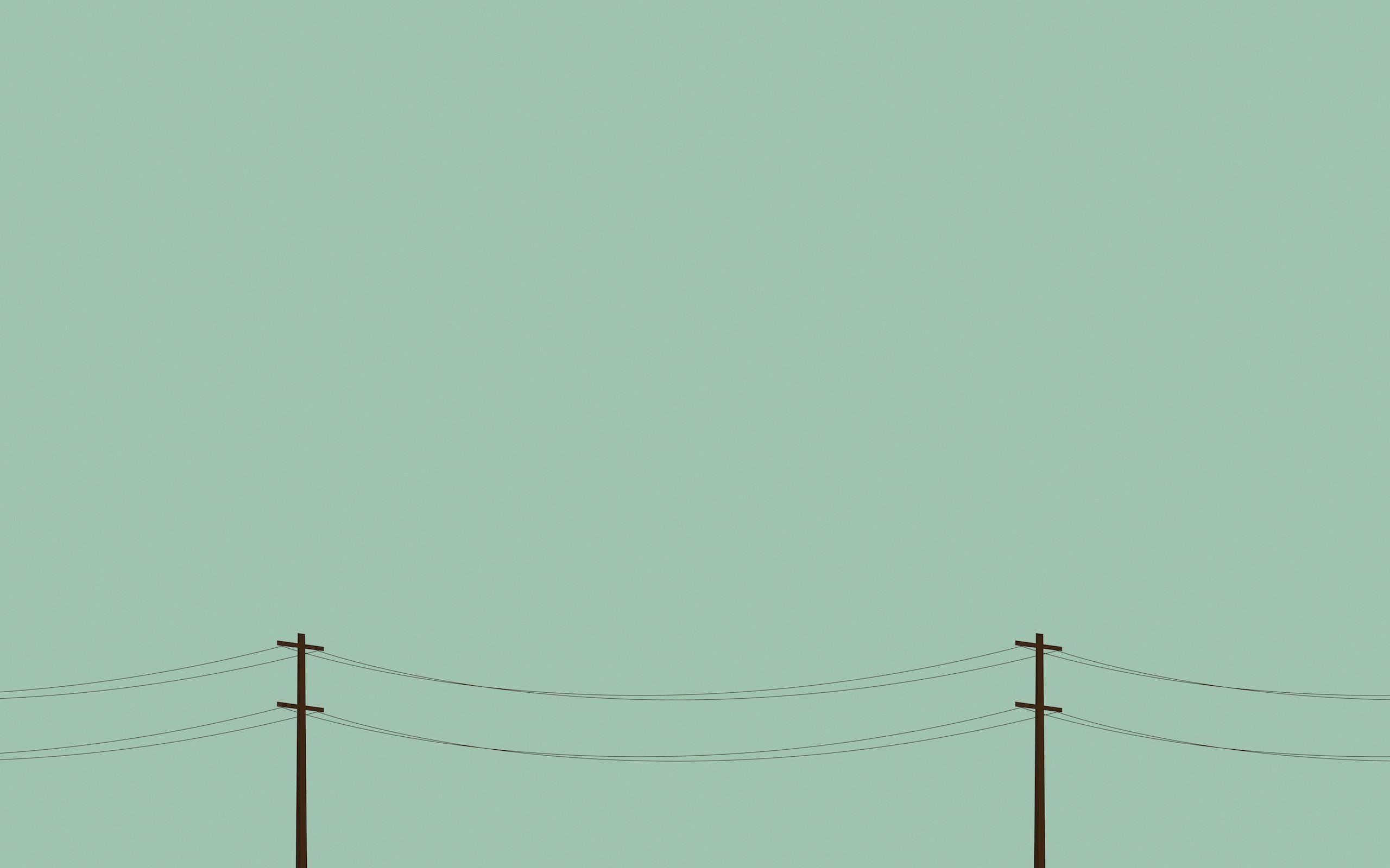 Two telephone poles with a green sky - 2560x1600, minimalist