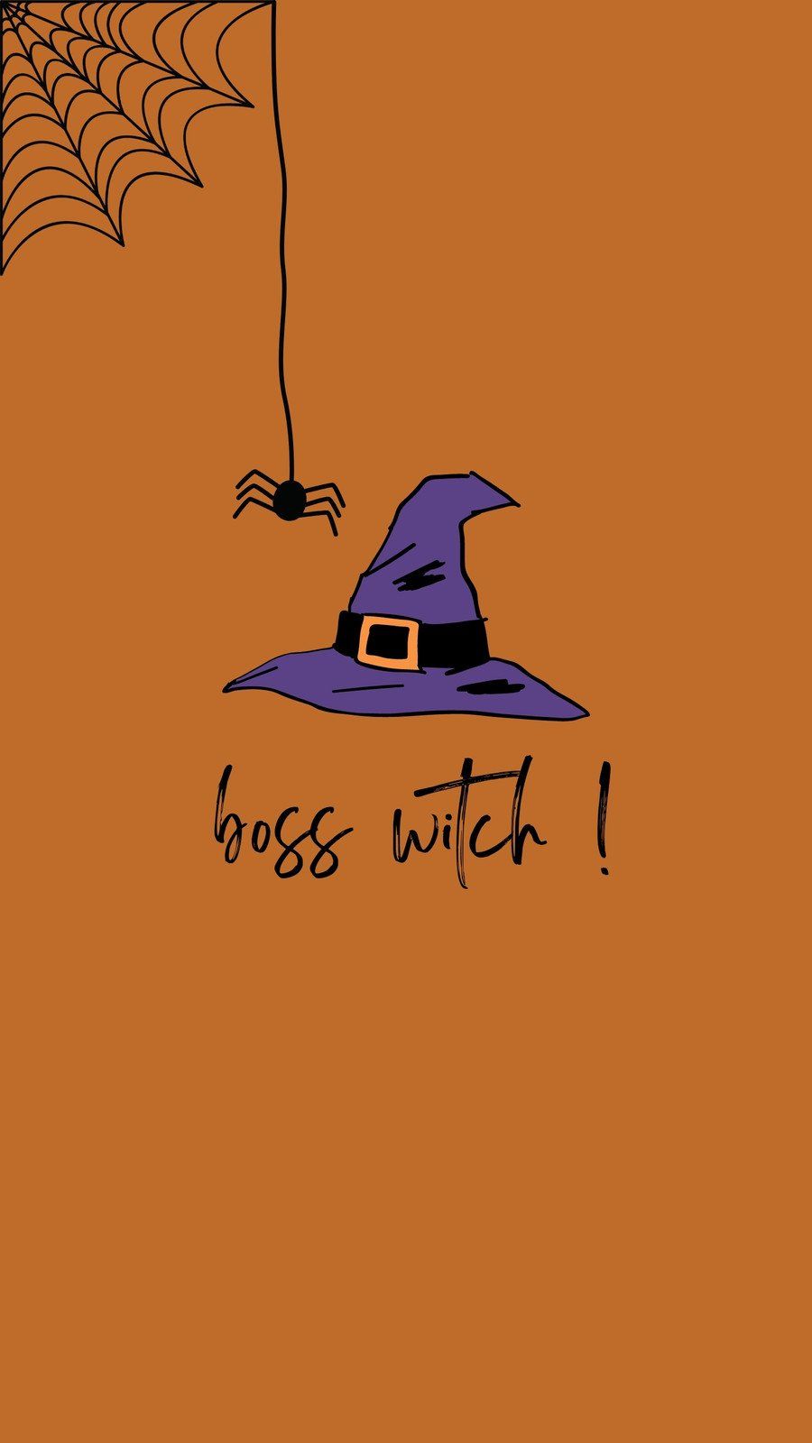 Halloween phone background with a witch hat and a spider - Witch, Halloween, cute purple