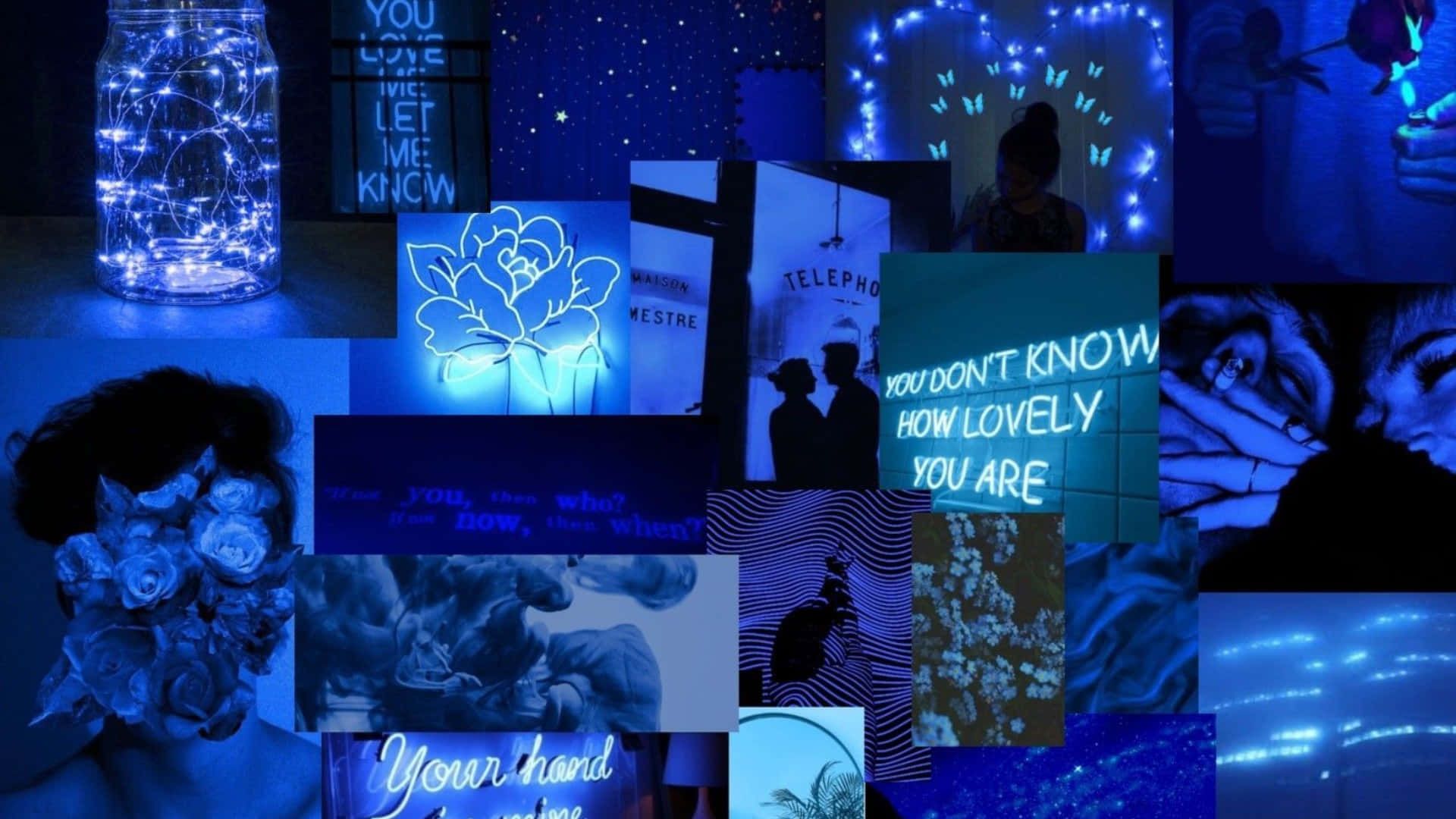 Download Blue Aesthetic Background Neon Lights Collage