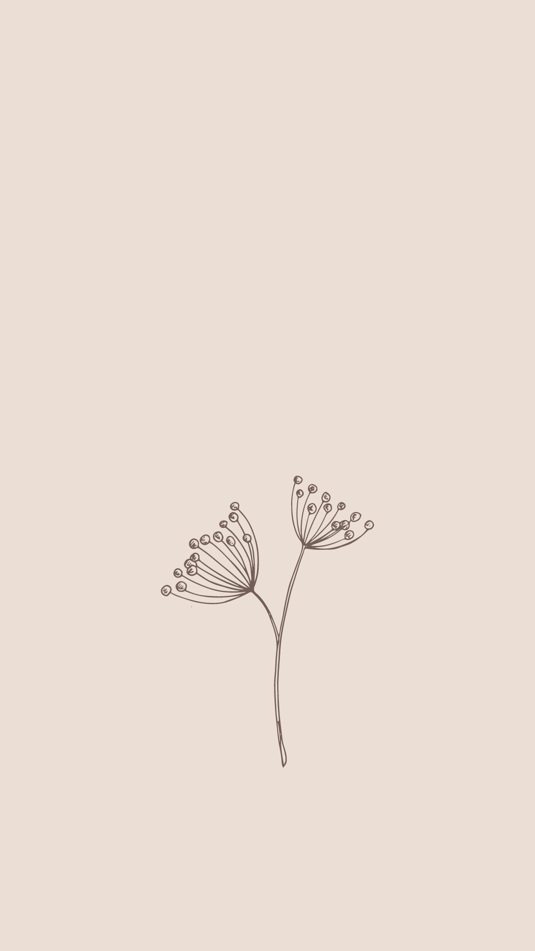A black and white illustration of two flowers on a light brown background - Minimalist, spring