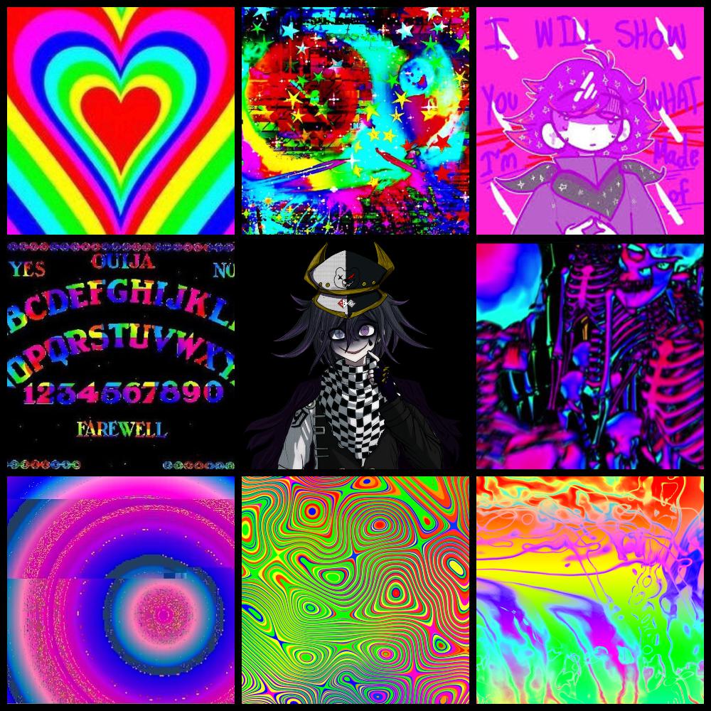 A collage of different colored images with hearts - Scenecore