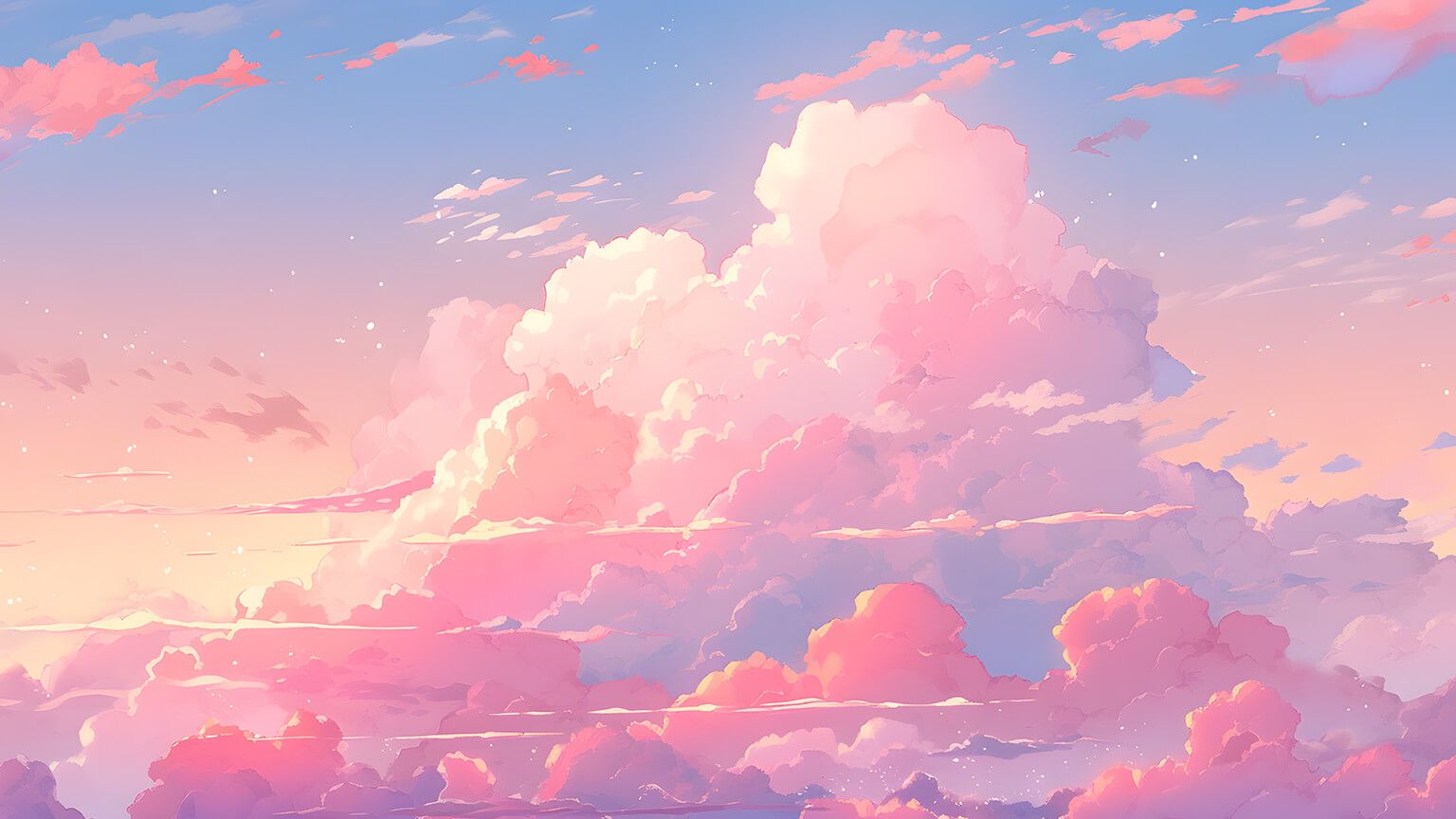 Pink clouds on a blue sky - Desktop, pastel